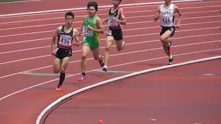 男子800ｍ予選4組、宮澤光選手が2:05.79で1着。第50回北海道中学陸上。