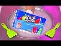 How to turn Jolly Rancher Freezer Pops into rolled fried Ice Cream Rolls | satisfying Ice Color ASMR