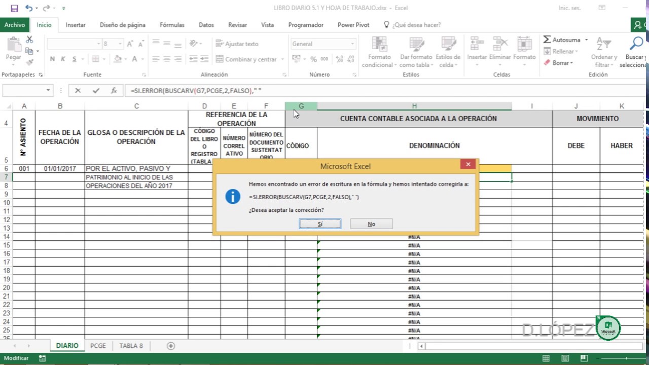 LLENADO DE LIBRO DIARIO EN EXCEL - YouTube