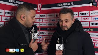 Le coach De Zerbi revient sur la victoire à Rennes 2-1 !