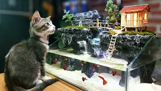 DIY Tiny Waterfall Aquarium Realistic Diorama: The Magic of Recycled Materials