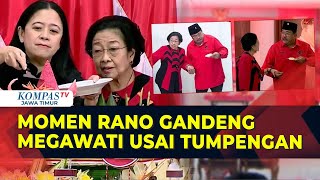 Beginilah Momen Rano Karno Gandeng Megawati Bagi Tumpeng dan Kue HUT ke-52 PDIP