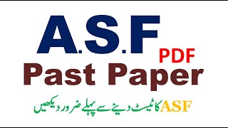 ASF Complete Solved Paper PDF || ASF Paper Held 14 July 2019 | ITS Past Papers
