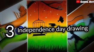 Three easy Independence💖 day drawing with oil pastel for beginners | 15th August Drawing