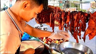 Best Dinner Supper Street Food Sell By Young Man - Roast Duck Braise Pork Juicy Pork | Street Food