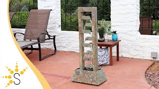 Sunnydaze Stacked Freestanding Slate Fountain - 49 Inch Tall-GSI-806