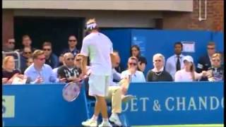 David Nalbandian kicks Linesman and gets disqualified - Queens 2012 Final