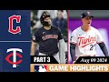 Minnesota Twins Vs. Cleveland Guardians GAME HIGHLIGHTS Aug 09, 2024 | MLB Highlights 2024