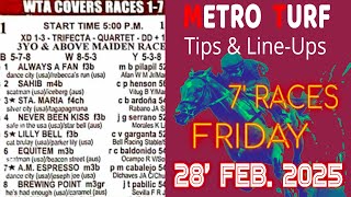 MMTCI LIVE RACING KARERA TIPS FOR FRIDAY | FEB. 28, 2025 | 5:00 PM START | 7 RACES