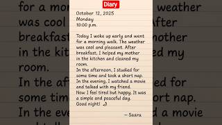 diary writing in english / diary of saara / English diary writing format / diary format |