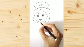 How to draw cartoon Nurse   easy Step by step drawing pen and pencil