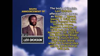 Leo Dickson ~ Short Obituary