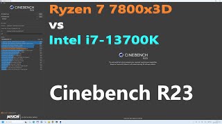 Cinebench R23 Ryzen 7 7800x3D vs i7-13700K