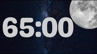 65 Minute Timer with Calm Piano Music | Fun Moon Timer with Music for Classroom | Piano Alarm at End