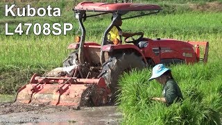 Kubota L4708SP working the flooded rice paddy 2019