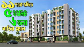 ১১ শতক জমিতে ৫ ইউনিট ৬ তলা বাড়ির প্লান. Green Architect