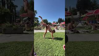 ๐ฉฑ๐ช Sienna flips the world upside down with her handstand at the pool! ๐ฆ #PoolVibes #Handstand