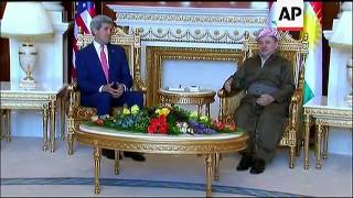 Secretary of State John Kerry met with Kurdistan Regional President Masoud Barzani in Irbil, Iraq. B