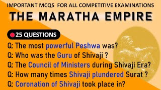 Top 25 Questions | Maratha Empire  | In English| SSC Previous Year Questions |