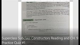 JAVA - Lesson #122 - APCSA - Superclass Subclass Constructors Reading and CH 9 Practice Quiz #1