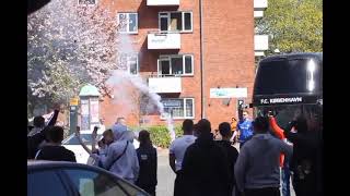 FCKs spillerbus kører ad Peter Bangs Vej på Frederiksberg 08-05-2022