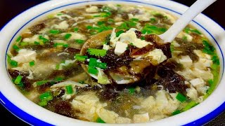 This is the simple method of seaweed egg drop soup. Do two more steps. The soup is delicious