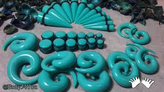 Turquoise Ear Stretching Set | Spirals, tapers, plugs | BodyJ4You GK0285