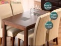 michigan 120cm dining table with 4 henley faux leather dining chairs with dark leg movie