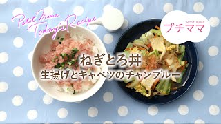 【プチママ♪ミールキット　2020/4/21】ねぎとろ丼・生揚げとキャベツのチャンプルー