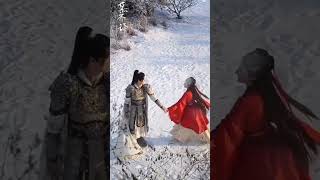 The two of them dancing hand in hand in the snow is so romantic #dilraba #chenfeiyu