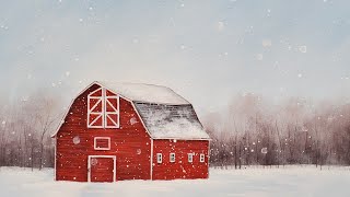 Red Winter Barn Snowy Landscape Acrylic Painting LIVE Tutorial