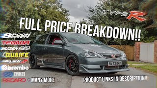 Full Price Breakdown Of My Honda Civic Type R EP3 Build So Far (with links)!!