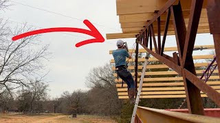 This Is the Scariest part of the Shipping Container Build! Hanging By a thread!