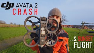 DJI Avata 2 CRASH!! ..and flying in sunset #fpv #drone #dji #djiavata2