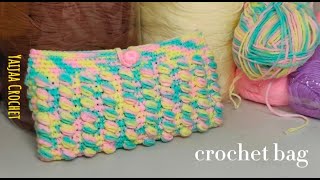 โครเชต์กระเป๋าถักสำหรับใส่โทรศัพท์ ลาย dc cluster Tutorial crochet mobile bag