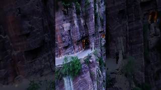 无人机穿越郭亮村挂壁公路Drone crosses the wall hanging road in Guoliang Village