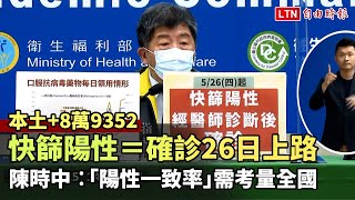 本土+8萬9352 增76死 快篩陽性＝確診明上路 陳時中︰「陽性一致率」需考量全國