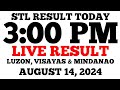 STL Result Today 3PM Draw August 14, 2024 STL Luzon, Visayas and Mindanao LIVE Result