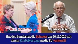 Dr. U. Schlüer | EU-Paketvertrag: Ein Raubzug auf die Schweiz, ein Machtgefälle monströsen Ausmasses