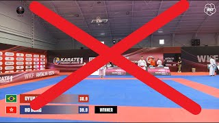 What? Athlete gets the kata wrong, fails to do at least five techniques, invents movement and wins?