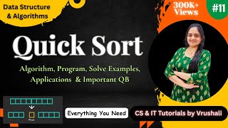 DSA 11 : Learn Quick Sort Algorithm with Solved Examples
