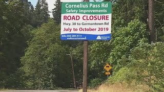 Crashes on detours amid Cornelius Pass Road closure