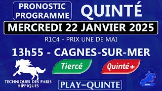 PROGRAMME ET PRONOSTIC QUINTÉ+ DU MER 22 JANVIER 2025 | PRIX UNE DE MAI | ATTELE | R1C4 | CAGNES/MER