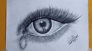 Pencil drawing || how to draw a eye  with teardrop