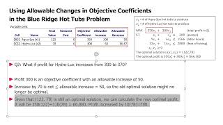 3. Sensitivity Analysis for LP - Using Allowable Changes in Objective Coefficients