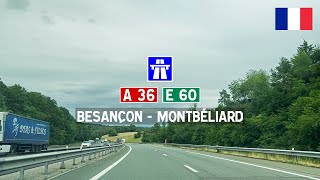 Driving in France: Autoroute A36 E60 from Besançon to Montbéliard