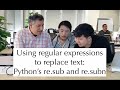 Python standard library: Replacing text with regexps using re.sub and re.subn
