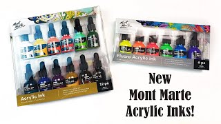 Mont Marte Acrylic Inks Review - Regular and Neon Color Sets.