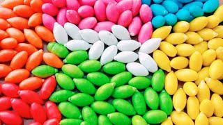 Satisfying ASMR l Magic  Rainbow Kinetic Sand M&M's & Skittles Candy Mixing Cutting  #17