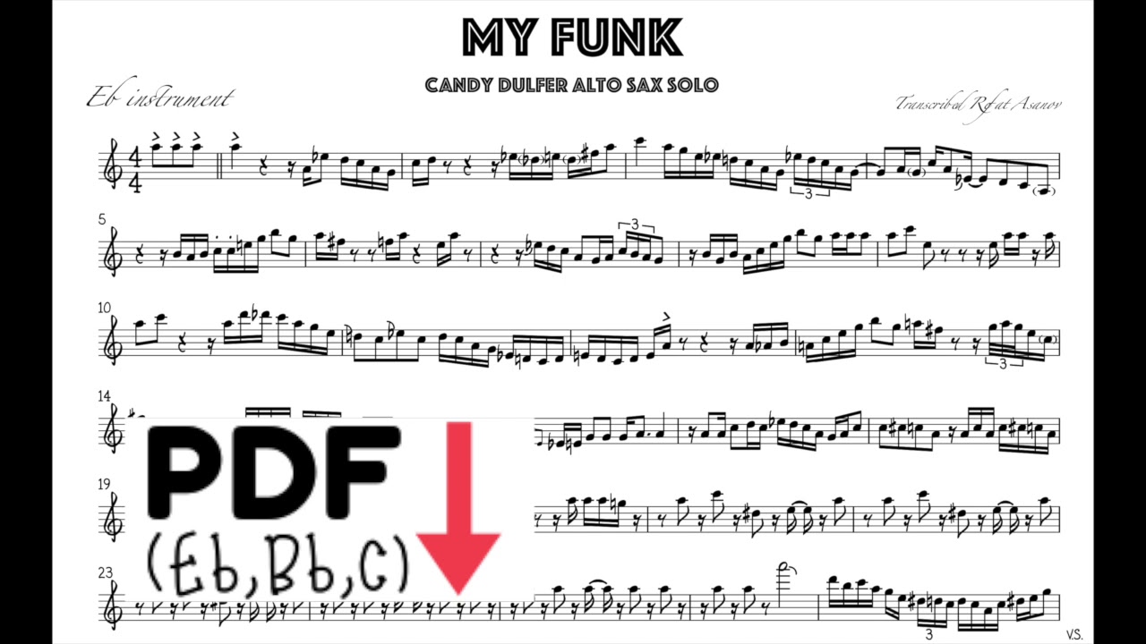 Candy Dulfer My Funk Alto Sax Solo Transcription Youtube